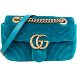 Gucci Chevron Velvet GG Marmont Small Crossbody Bag