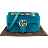 Gucci Chevron Velvet GG Marmont Small Crossbody Bag