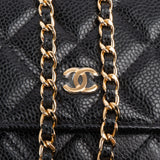 Chanel Quilted Caviar Leather Wallet On Chain Crossbody Bag