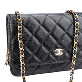 Chanel Quilted Caviar Leather Wallet On Chain Crossbody Bag