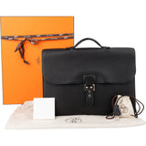 Hermès Noir Leather Sac á Dépéches Business Handbag