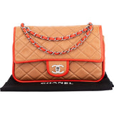 Chanel Quilted Leather Contrast Double Flap Crossbody Bag