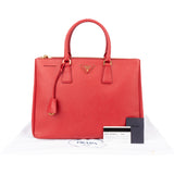 Prada Red Saffiano Leather Galleria Handbag