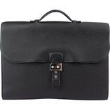 Hermès Noir Leather Sac á Dépéches Business Handbag