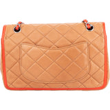 Chanel Quilted Leather Contrast Double Flap Crossbody Bag