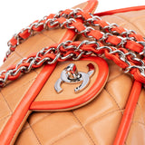 Chanel Quilted Leather Contrast Double Flap Crossbody Bag