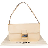 Fendi Leather Crystal FF Buckle Baguette Handbag