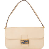 Fendi Leather Crystal FF Buckle Baguette Handbag