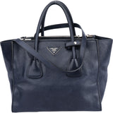 Prada Blue Leather Twin Zip Handbag