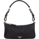 Prada Nylon Black Saffiano Leather Triangle Handbag