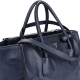 Prada Blue Leather Twin Zip Handbag