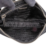 Prada Nylon Black Saffiano Leather Triangle Handbag