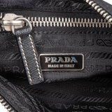 Prada Nylon Black Saffiano Leather Triangle Handbag