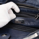 Prada Blue Leather Twin Zip Handbag