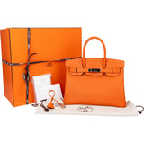 Hermès Orange Epsom Leather Palladium Birkin 30 Handbag