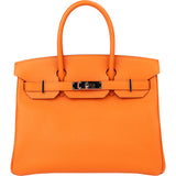 Hermès Orange Epsom Leather Palladium Birkin 30 Handbag
