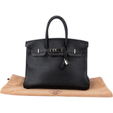 Hermès Noir Togo Leather Palladium Birkin 35 Handbag