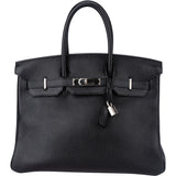 Hermès Noir Togo Leather Palladium Birkin 35 Handbag