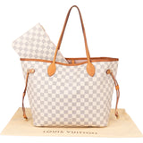 Louis Vuitton Damier Azur Monogram Neverfull MM Shopper Handbag