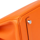 Hermès Orange Epsom Leather Palladium Birkin 30 Handbag