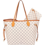 Louis Vuitton Damier Azur Monogram Neverfull MM Shopper Handbag