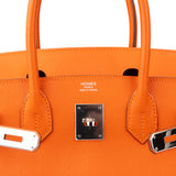 Hermès Orange Epsom Leather Palladium Birkin 30 Handbag