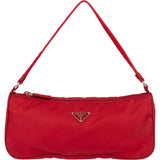 Prada Rouge Nylon Triangle Mini Handbag