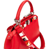 Fendi Red Leather Spikes Mini Peekaboo Handbag