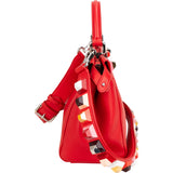 Fendi Red Leather Spikes Mini Peekaboo Handbag