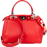 Fendi Red Leather Spikes Mini Peekaboo Handbag