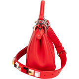 Fendi Red Leather Spikes Mini Peekaboo Handbag