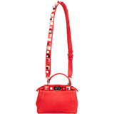 Fendi Red Leather Spikes Mini Peekaboo Handbag