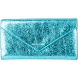 Balenciaga Metallic Blue Leather Wallet