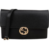 Gucci Pebbled Leather Interlocking GG Wallet On Chain Crossbody Bag