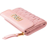 Miu Miu Quilted Leather Crystal Wallet