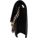 Gucci Pebbled Leather Interlocking GG Wallet On Chain Crossbody Bag