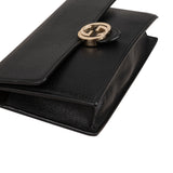 Gucci Pebbled Leather Interlocking GG Wallet On Chain Crossbody Bag