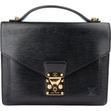 Louis Vuitton Noir Epi Leather Monceau Handbag - vintageandkickz