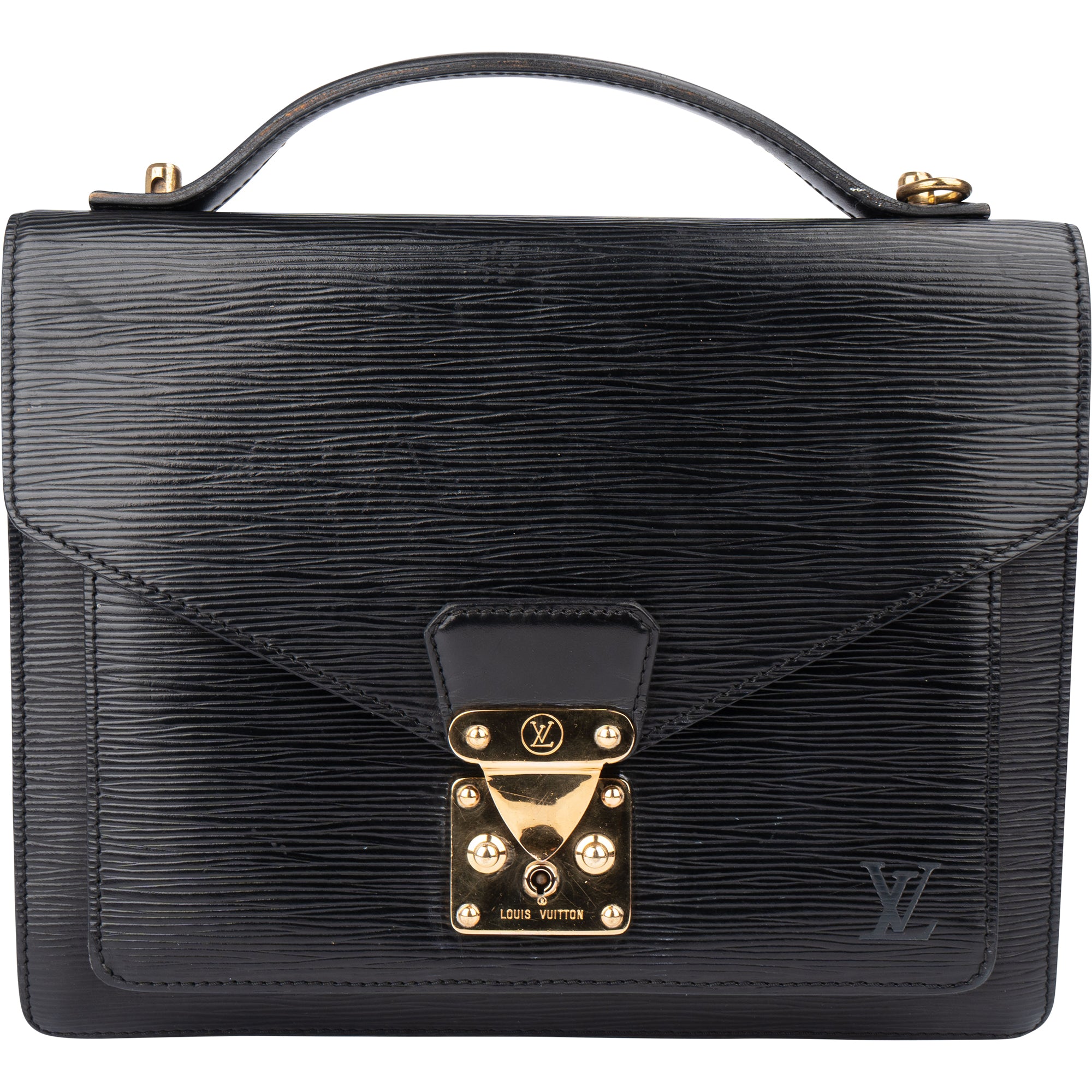 Louis Vuitton Noir Epi Leather Monceau Handbag - vintageandkickz