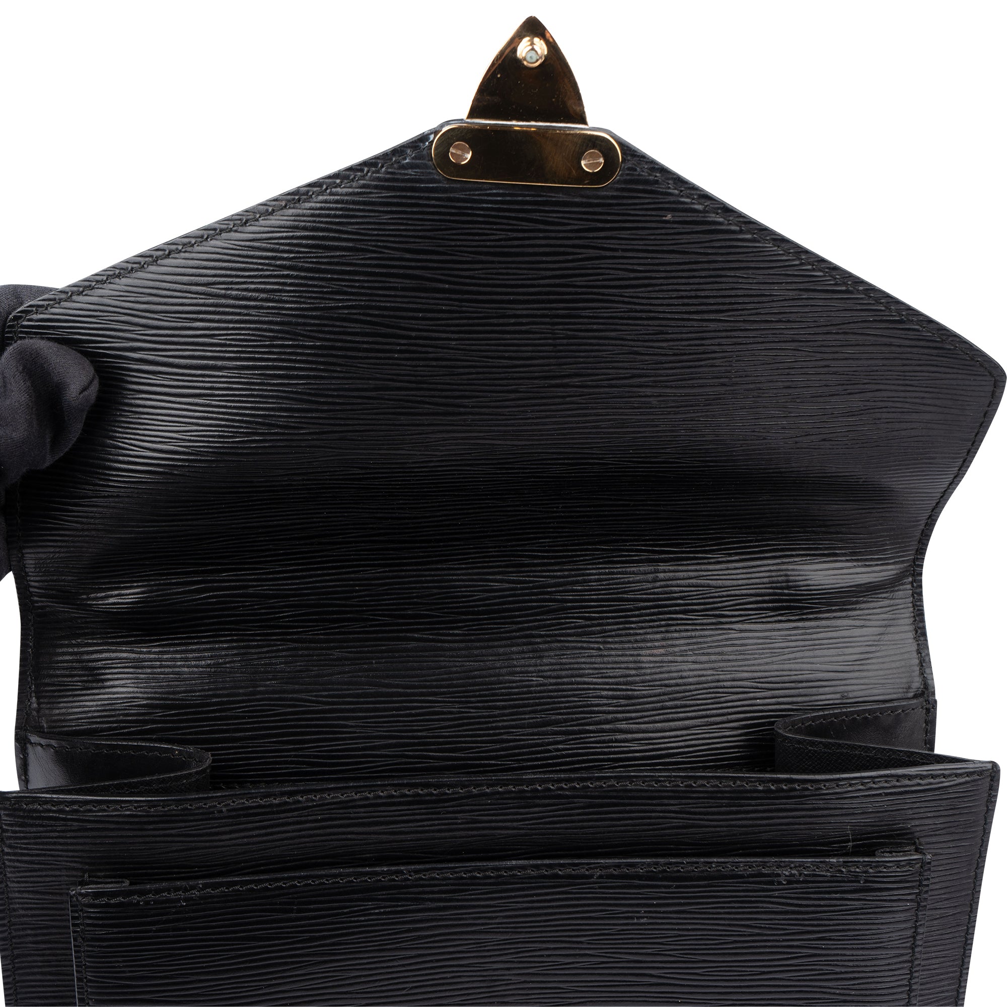 Louis Vuitton Noir Epi Leather Monceau Handbag - vintageandkickz