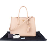Prada Pink Saffiano Leather Double Handbag