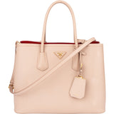 Prada Pink Saffiano Leather Double Handbag