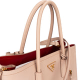 Prada Pink Saffiano Leather Double Handbag