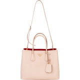 Prada Pink Saffiano Leather Double Handbag