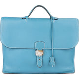 Hermès Blue Jean Togo Leather Sac A Depeches Business Handbag xx stempel - vintageandkickz