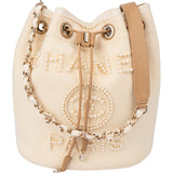 Chanel Cotton Deauville Pearl Bucket Crossbody Bag