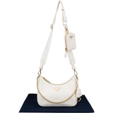 Prada White Saffiano Leather Vitello Daino Re-Edition Shoulder Bag