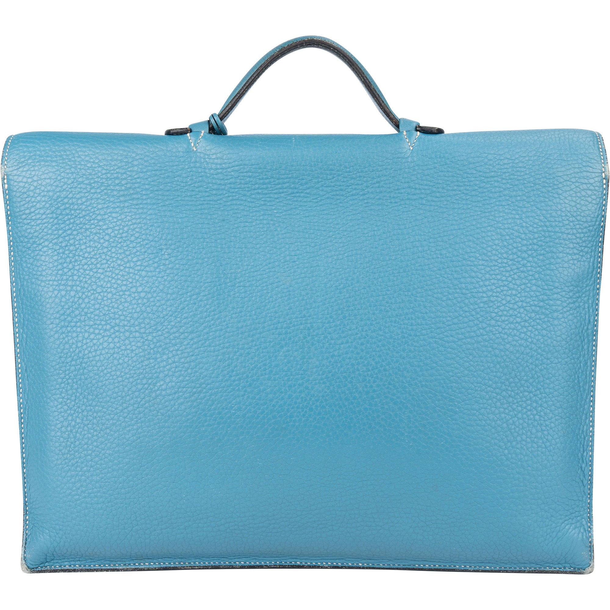 Hermès Blue Jean Togo Leather Sac A Depeches Business Handbag xx stempel - vintageandkickz