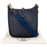Hermès Bleu Clemence Leather Evelyne 16 Crossbody Bag