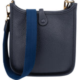 Hermès Bleu Clemence Leather Evelyne 16 Crossbody Bag